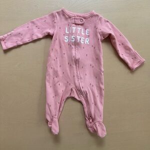 Carter’s Little Sister Zipper Pajamas - Peach Pink - 0-3 months